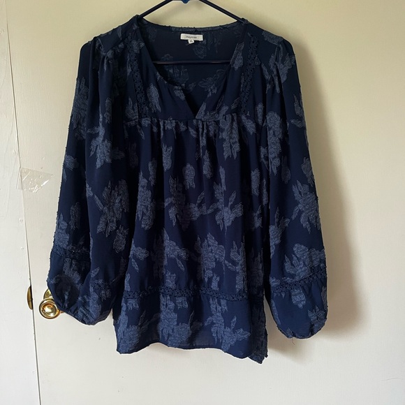 Maurices Tops - Maurices Dark Blue Floral Blouse